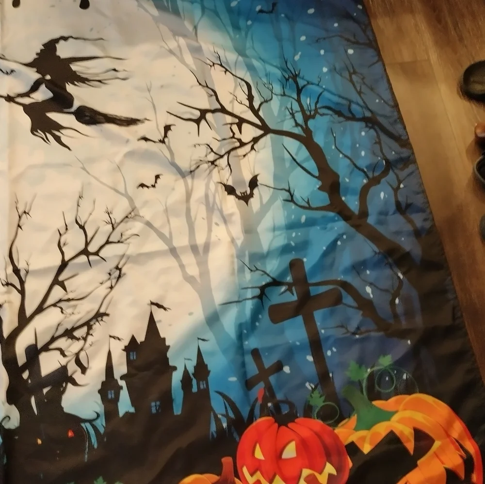 Halloween Spooky Pumpkin Graveyard House Witch Shower Curtain Standard Size